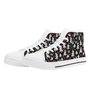 Womens Rubber High Top Christmas Trees Canvas Shoes