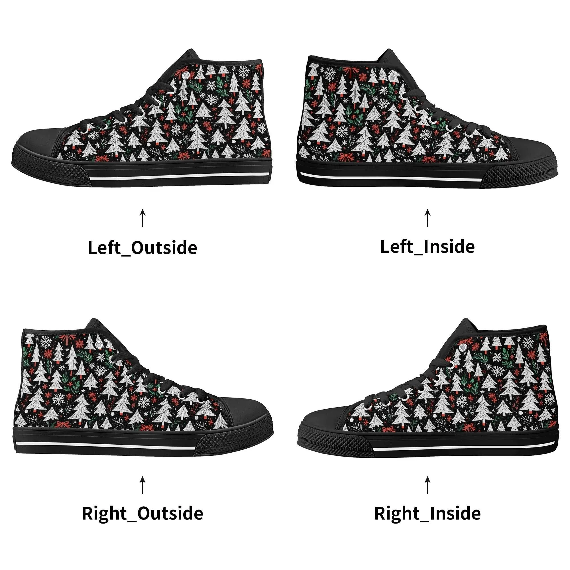 Womens Rubber High Top Christmas Trees Canvas Shoes