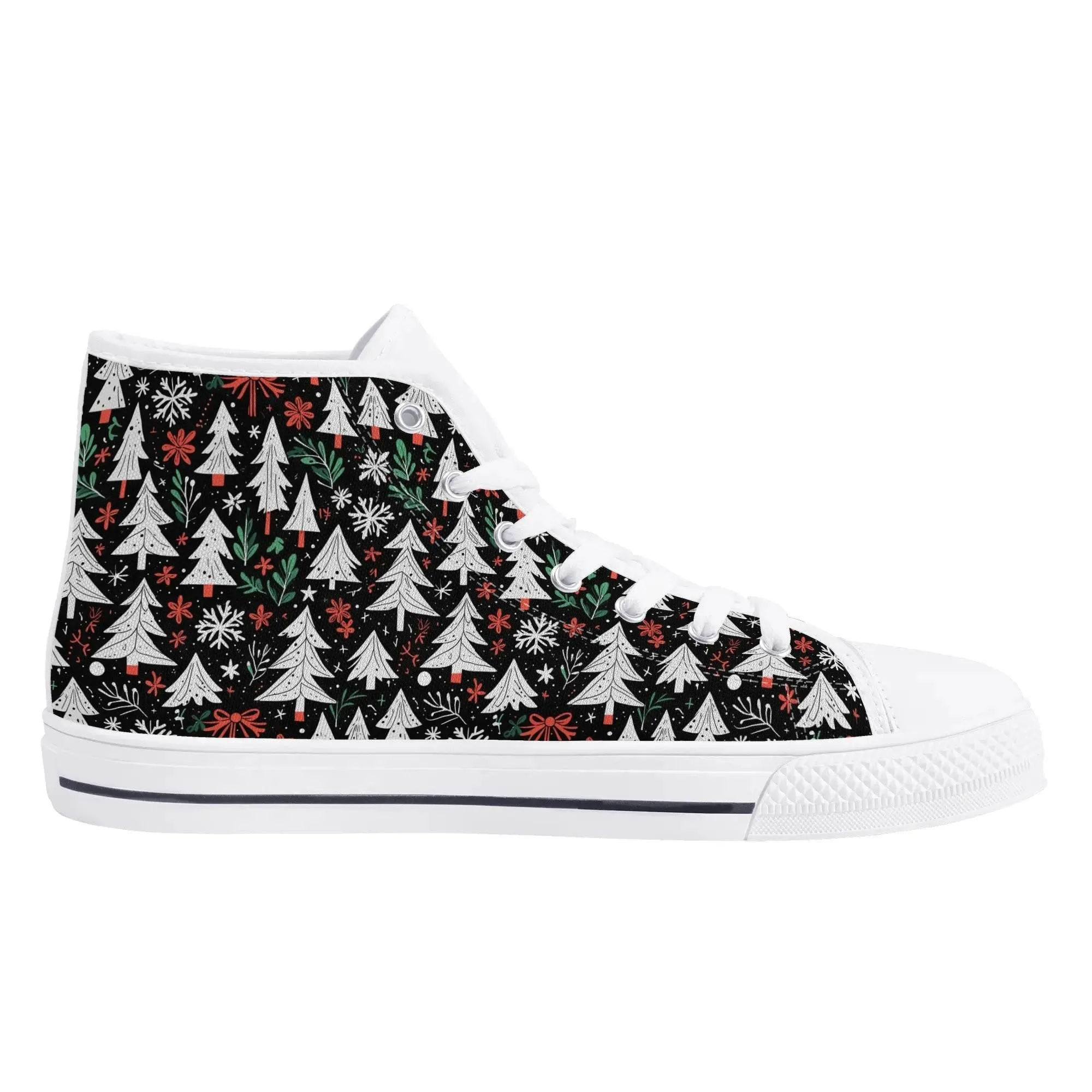 Womens Rubber High Top Christmas Trees Canvas Shoes
