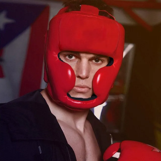 WSD001 Adjustable Adult Fighting Training Helmet Boxing Protective Gear(Red)