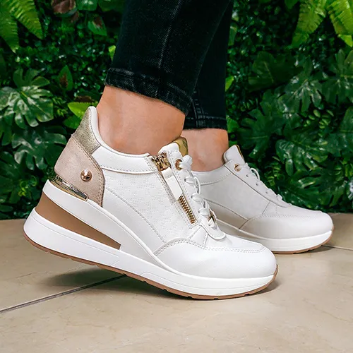 XTI Ladies Wedge Trainers - 142413 - White